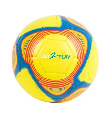 Ballon Football Cousu Jaune T5 400G Gonflé - OUT2PLAY