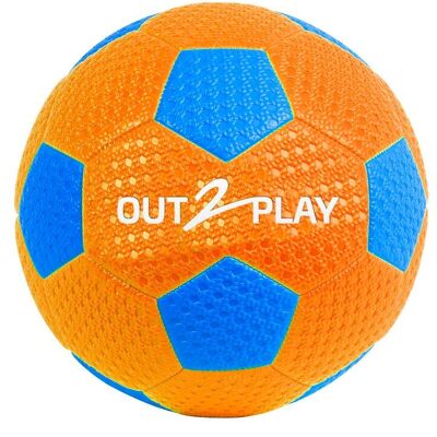 Orangefarbener Gummi-Fußballball 280G T5 aufgeblasen – OUT2PLAY