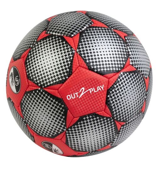 Ballon Football Cousu T5 280GR Rouge Gonflé - OUT2PLAY
