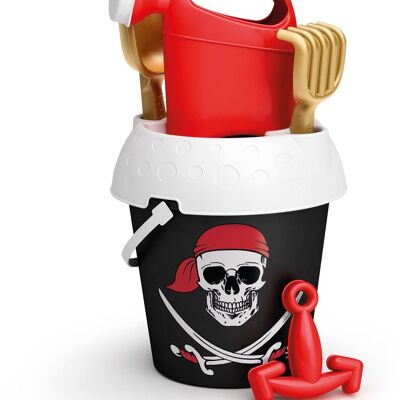 18Cm Black Pirate Bucket And Watering Can