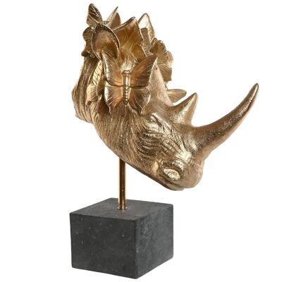 FIGURINE RÉSINE 33X24X43,5 RHINO DORÉ FD209279