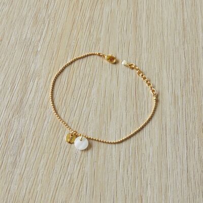 "Angel" bracelet, 24K gold-plated brass, Mother-of-pearl