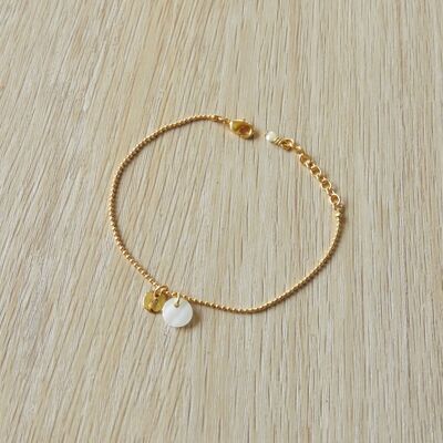 Pulsera "Angel", latón bañado en oro de 24 quilates, nácar