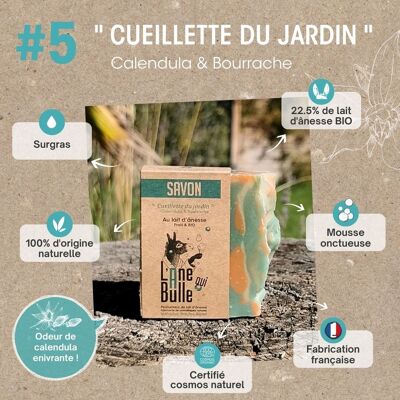 Savon au lait d'ânesse Cueillette du jardin - Calendula et Bourrache -