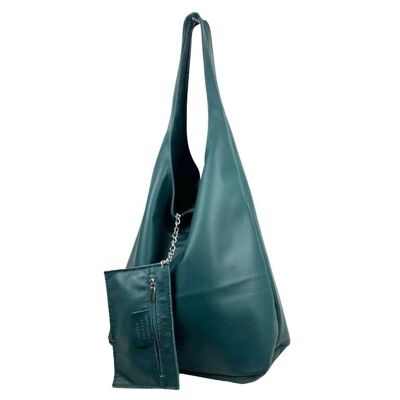 Leather Shoulder Bag with Large Capacity and Extra Purse