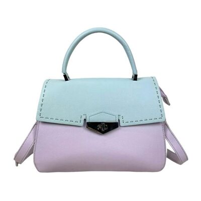 Two-tone Synthetic Handbag with Flap and Zipper. B2B