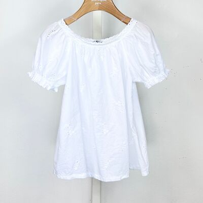 Cotton top with English embroidery for girls