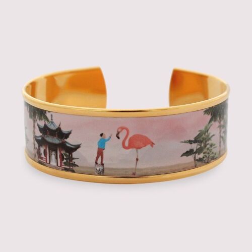 Bracelet Manchette "L'enfant et le flamant rose"