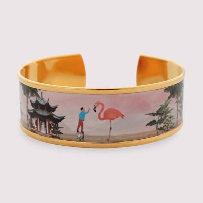 Cuff Bracelet "The child and the flamingo"