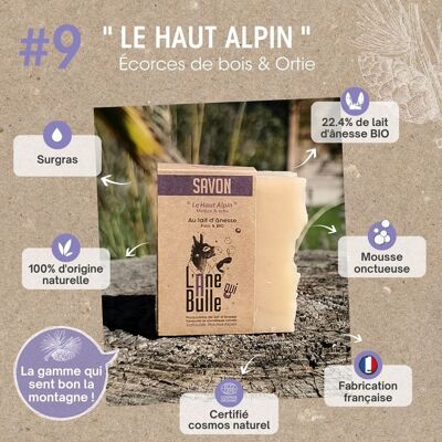 Jabón de leche de burra Le Haut alpin - Corteza de madera y ortiga -