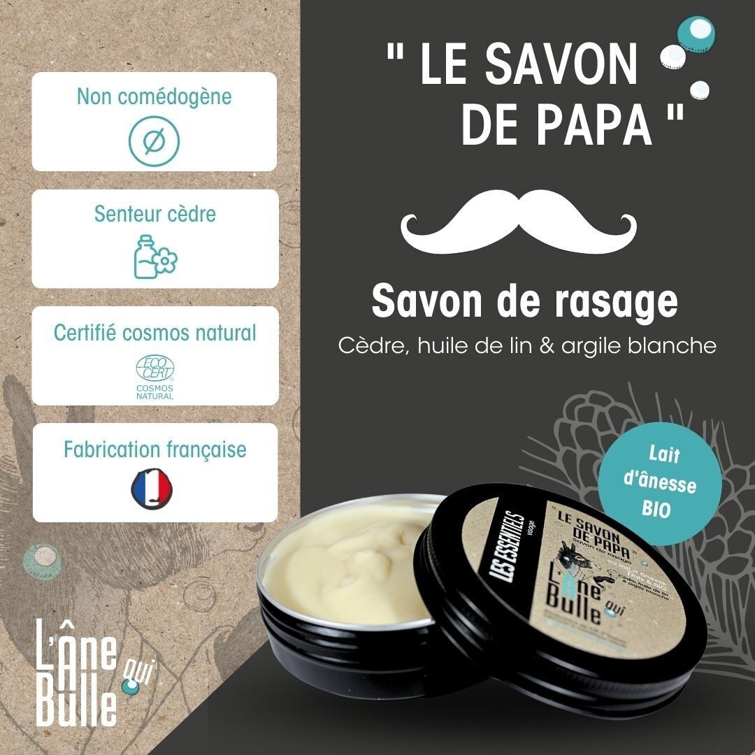 Sapone da barba al latte d'asina Sapone di papà -Cedro e argilla bianca-