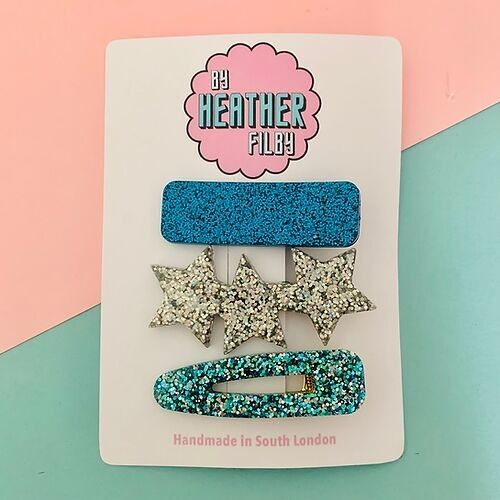 Blue and Silver Hair Clip Packs