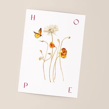 Affiche botanique "HOPE" A5 - Pavot collection 3