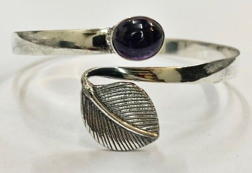 Silver Plated Adjustable Leaf Cuff Bangle