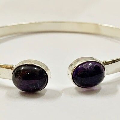 Silver Plated Adjustable Oval Cuff Bangle