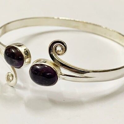 Silver Plated Adjustable Oval Spiral Cuff Bangle