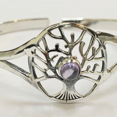 Silver Plated Adjustable Tree of Life Cuff Bangle