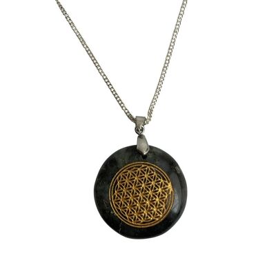 Disc Pendant with Flower of Life Design, 3cm