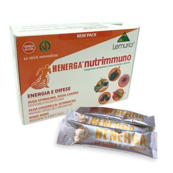 Lemuria Henerga Nutrimmuno - Energie et Défense toute l'année, Action Support, Réparatrice et Antioxydante - dans le nouveau format, 10 sticks de 10 ml 1