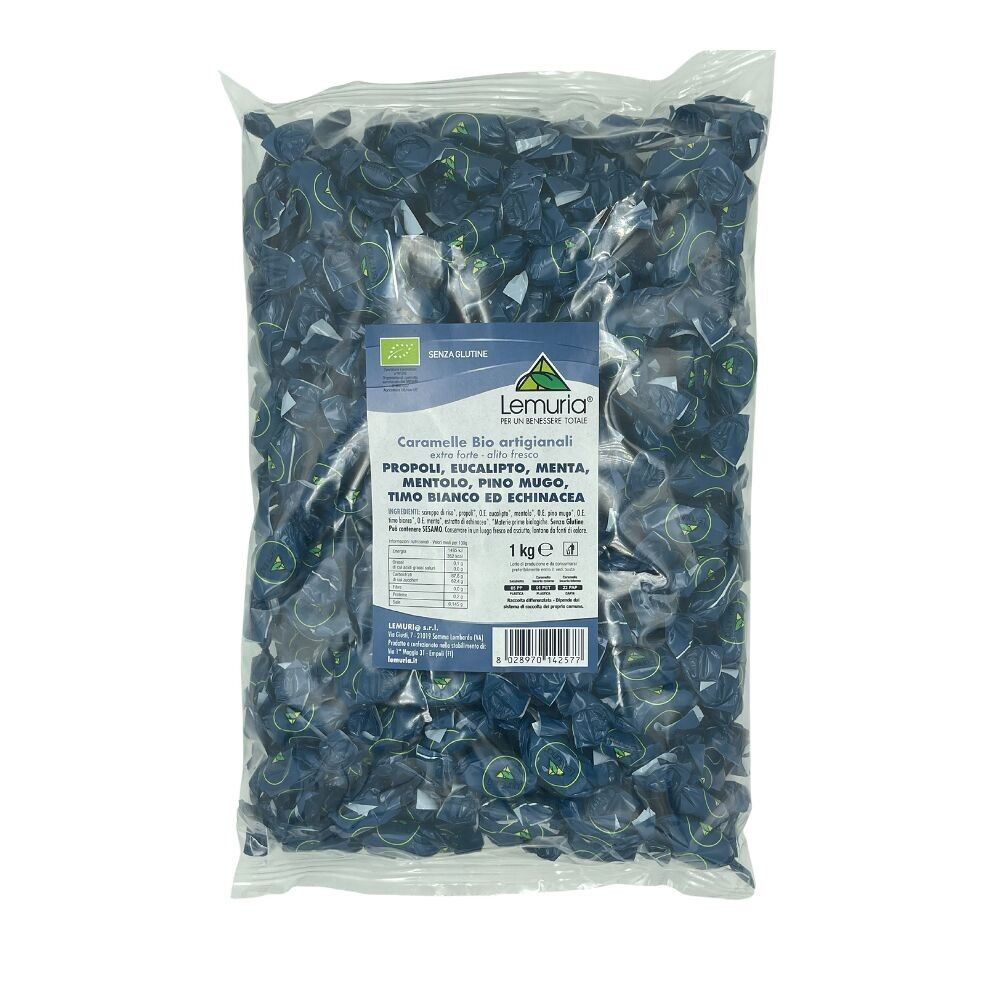 CARAMELLE BIO ARTIGIANALI extra forte – alito fresco PROPOLI, EUCALIPTO, MENTA, MENTOLO, PINO MUGO, TIMO BIANCO ED ECHINACEA 1 KG