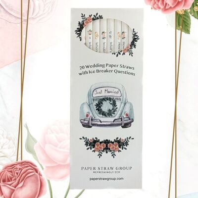 Wedding Paper Straws - Ice Breaker Questions - 20 Box's of 20 Eco Friendly Straws - UK MADE