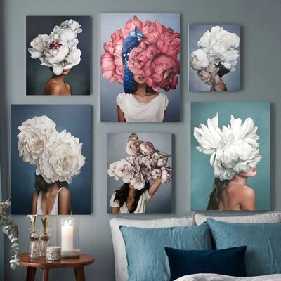 Pósters abstractos mujeres y flores - Póster para decoración de interiores