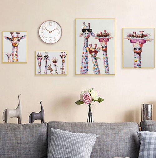 Affiches girafes colorées - Poster pour décoration d'intérieur
