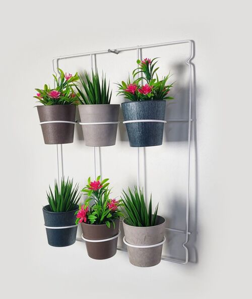 White metal Artstone wall hanger sets with 6 plant pots