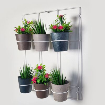 White metal Artstone wall hanger sets with 6 plant pots