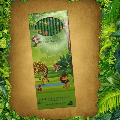 Cannucce di carta Jungle - 20 scatole da 38 cannucce - 100% biodegradabili e prodotte nel Regno Unito