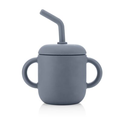2in1 drinking and snackcup, grey-blue
