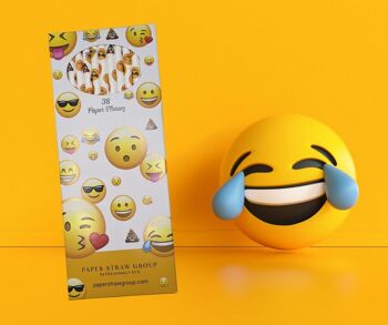 Pailles en papier Emoji - 20 boîtes - Chaque boîte contient 38 pailles - 100 % biodégradables et fabriquées au Royaume-Uni 1
