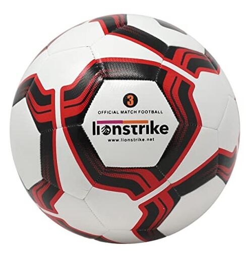 Lionstrike Official Match Football,  International Match Standard, Official Weight & Size Match Ball, Soft Touch League-level Football for Improved Control & Accuracy (Size 3)
