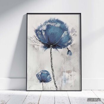 Affiches fleurs abstraites bleues - Poster pour décoration d'intérieur 2