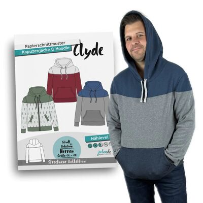 Sewing pattern men's hoodie & sweat jacket Clyde, size. 44 - 60