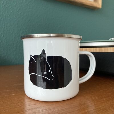 Enamel mug cup with fox