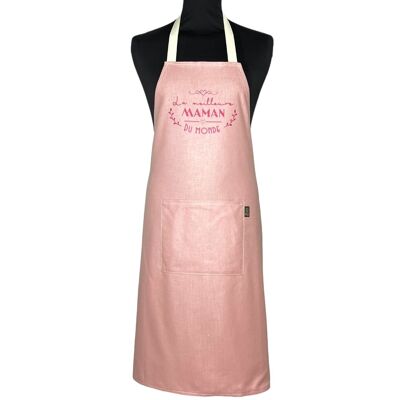 Apron, "The best mom in the world" plain powder pink