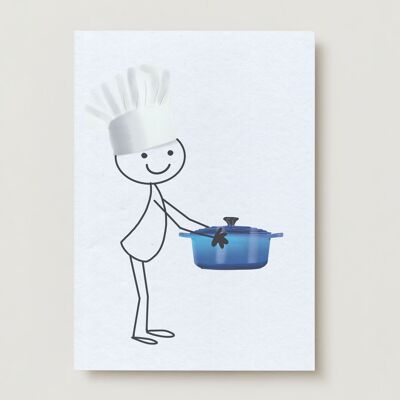 Greetings card Bon appetit - Robin cooking