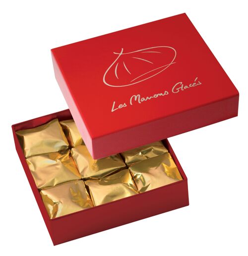 Coffret rouge 9 marrons glacés