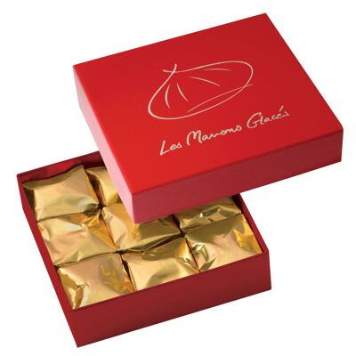 Red box of 9 candied chestnuts