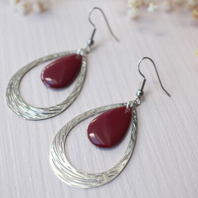 La Bohème silver burgundy earrings