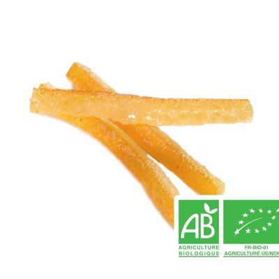 Aiguillettes d’oranges Bio égouttées Conditionnées rangées 7,5/8 cm