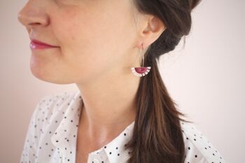 Boucles d'oreilles L'heureuse argentée coloris bordeaux 2