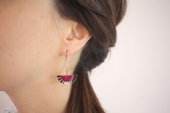 Boucles d'oreilles L'heureuse argentée coloris bordeaux 3