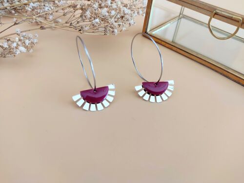 Boucles d'oreilles L'heureuse argentée coloris bordeaux