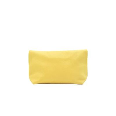 Medium clutch in yellow leather