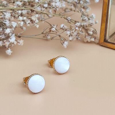 La Classique White mother-of-pearl earrings