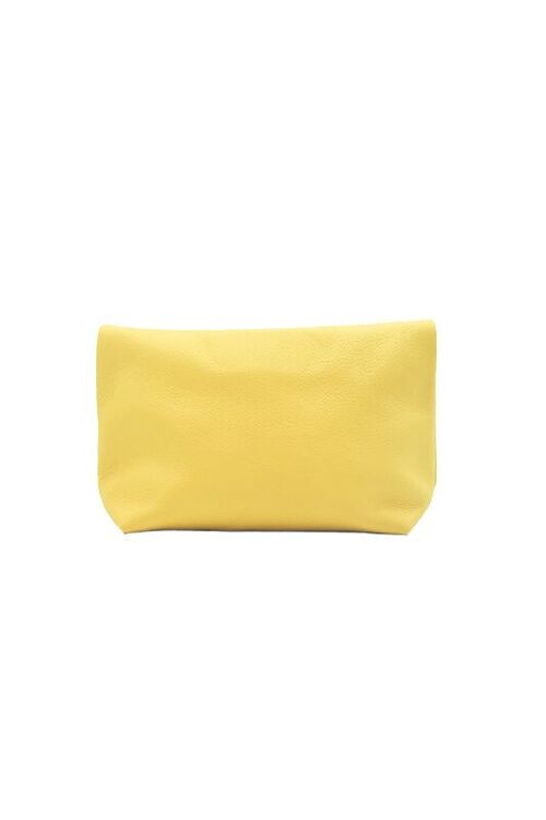 Pochette large en cuir jaune