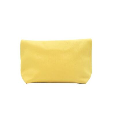 Large yellow leather clutch