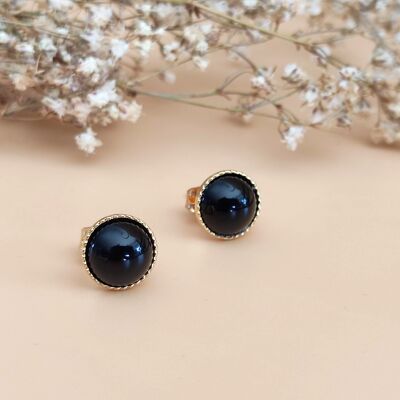 Boucles d'oreilles La Classique Agate noire